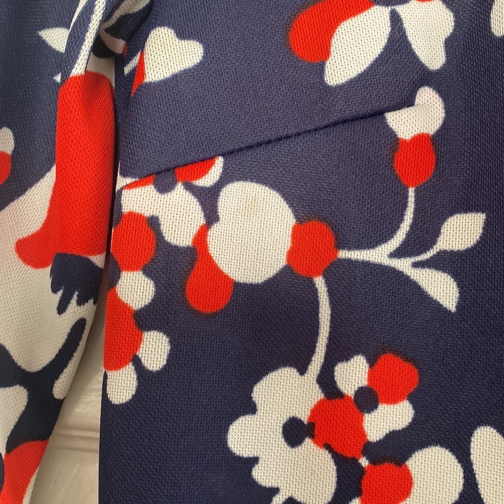 VTG 60’s Red White Navy Blue Floral Print Hawaiian Maxi Dress - Picture 13 of 16